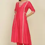 Buy Aastha Jain Dori Embroidered Kurta Set For Women Available online at ScrollnShops Pink / XXL